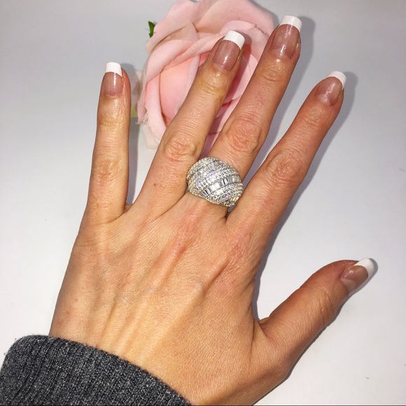 14k white gold lab diamond statement ring band - Picture 6 of 8